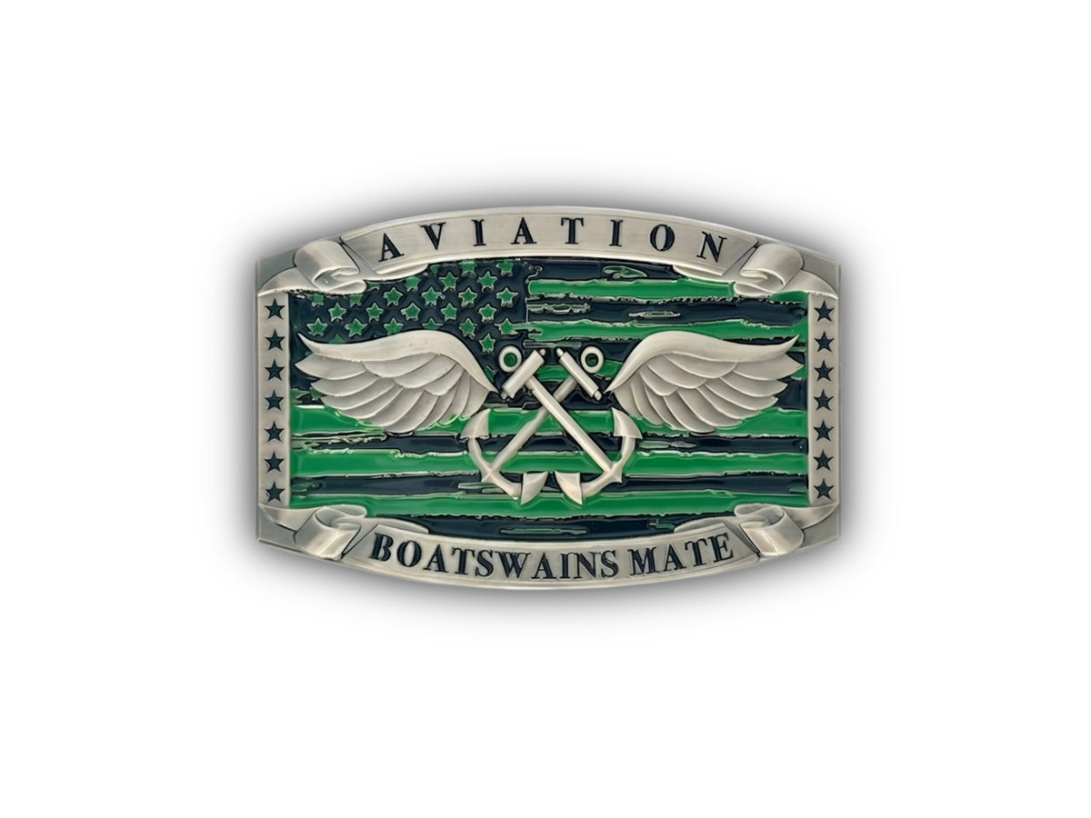 Aviation Boatswain's Mate Belt Buckle Green Shirt - Silver Finish | 1944 Collectibles