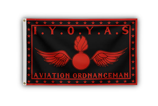 IYAOYAS Aviation Ordnanceman Flag with red and black Winged Bomb design