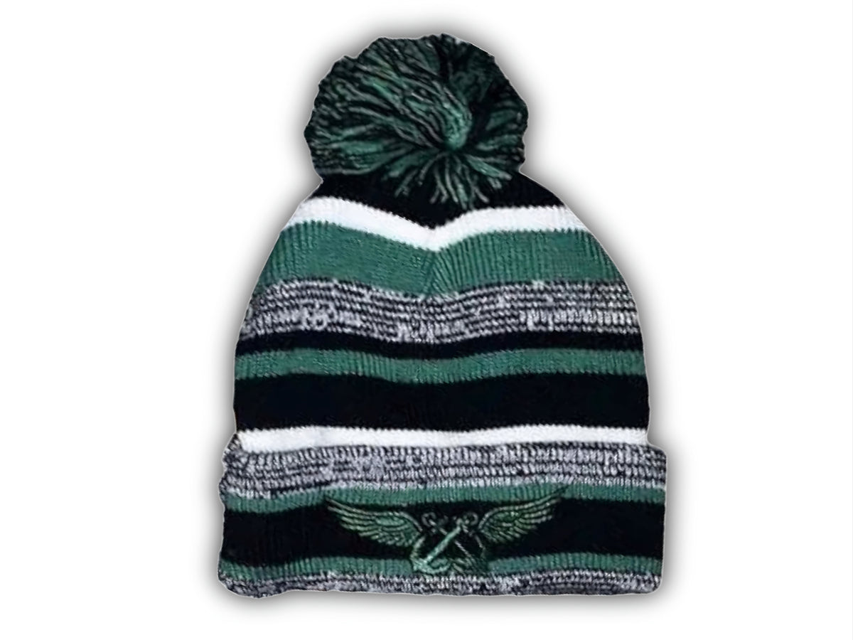 Aviation Boatswains Mate Beanie in green with pom
