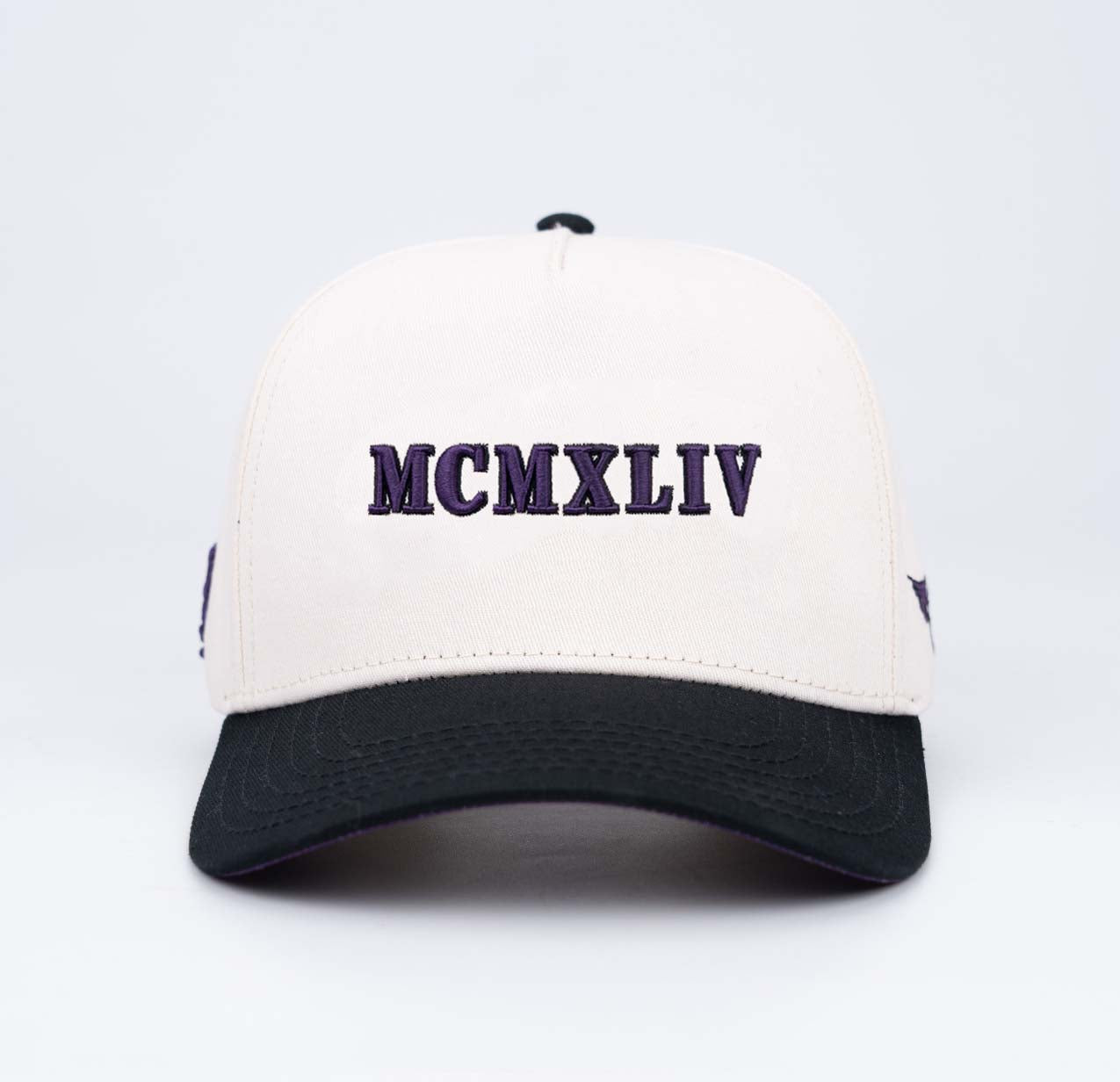 AB 5 Panel Cotton Structured SnapBack (Off-White/Black/Purple)