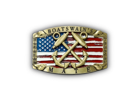 Navy Boatswains Mate Belt Buckle in antique gold with BM rating insignia