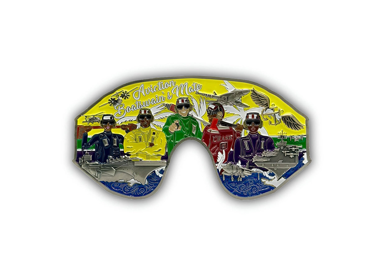 Aviation Boatswains Mate Goggle Coin Blue back side detail