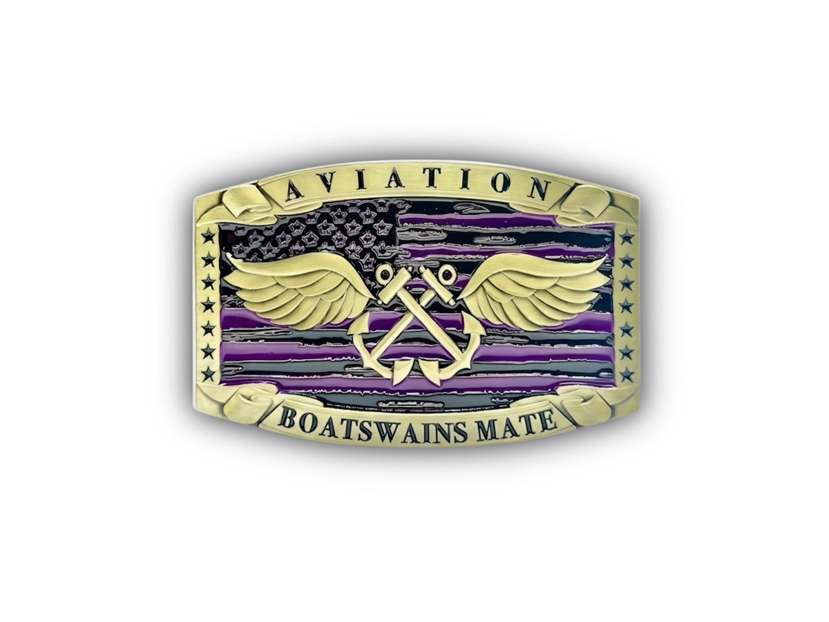 Aviation Boatswains Mate Buckle Purple Shirt with purple enamel and AB winged anchors