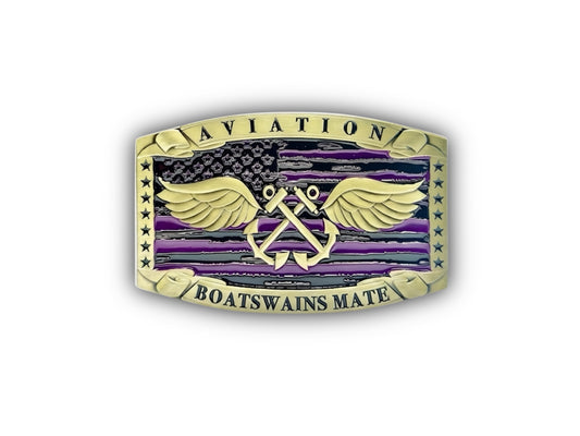 Aviation Boatswains Mate Buckle Purple Shirt with purple enamel and AB winged anchors