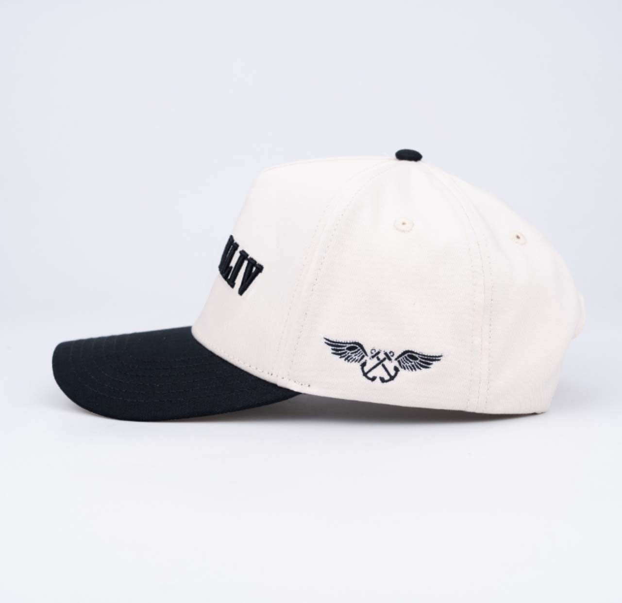 AB 5 Panel Cotton Structured SnapBack (Off-White/Black)