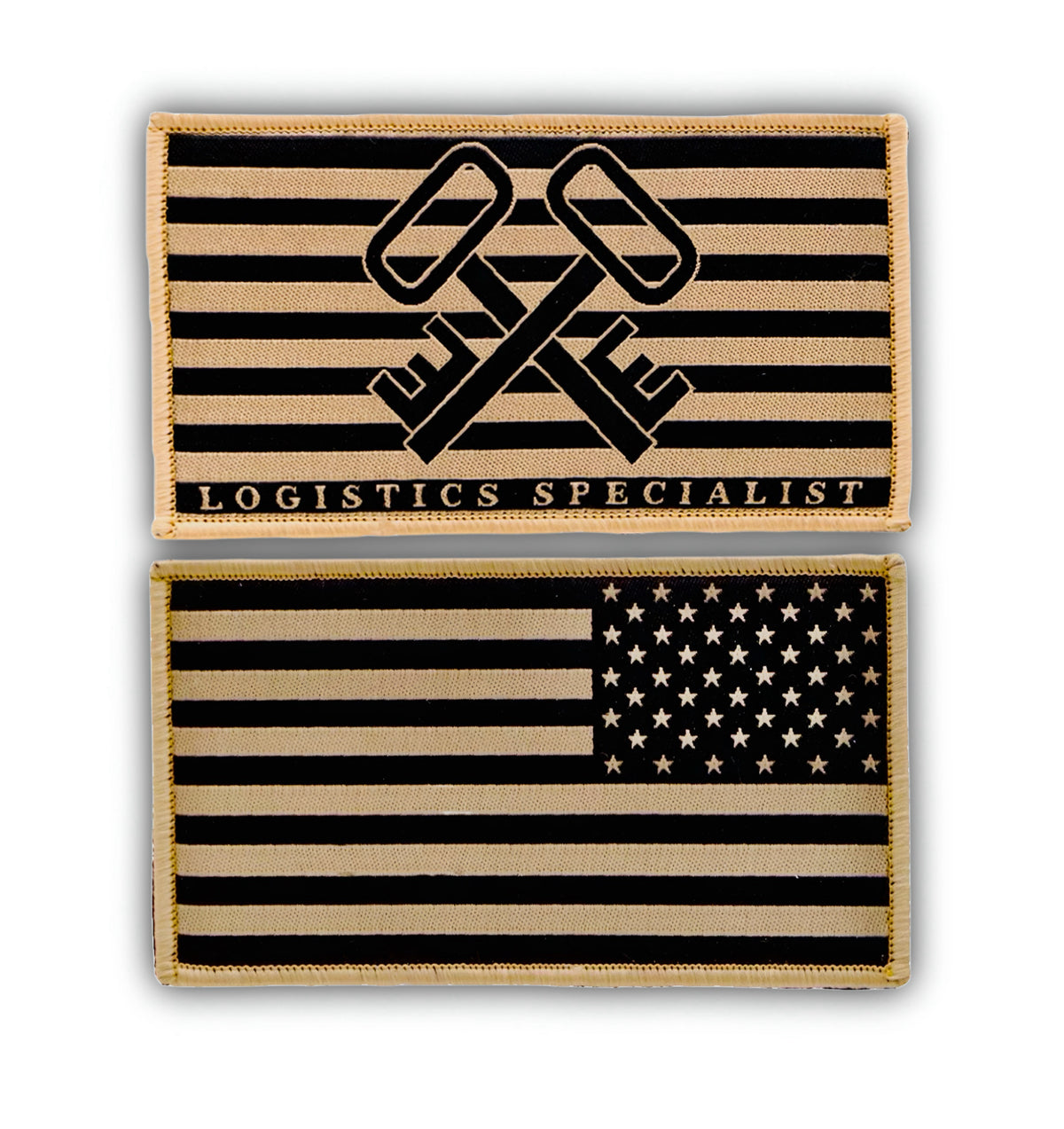 US Navy Organizational Clothing Shoulder Patch 2-piece set LS Khaki