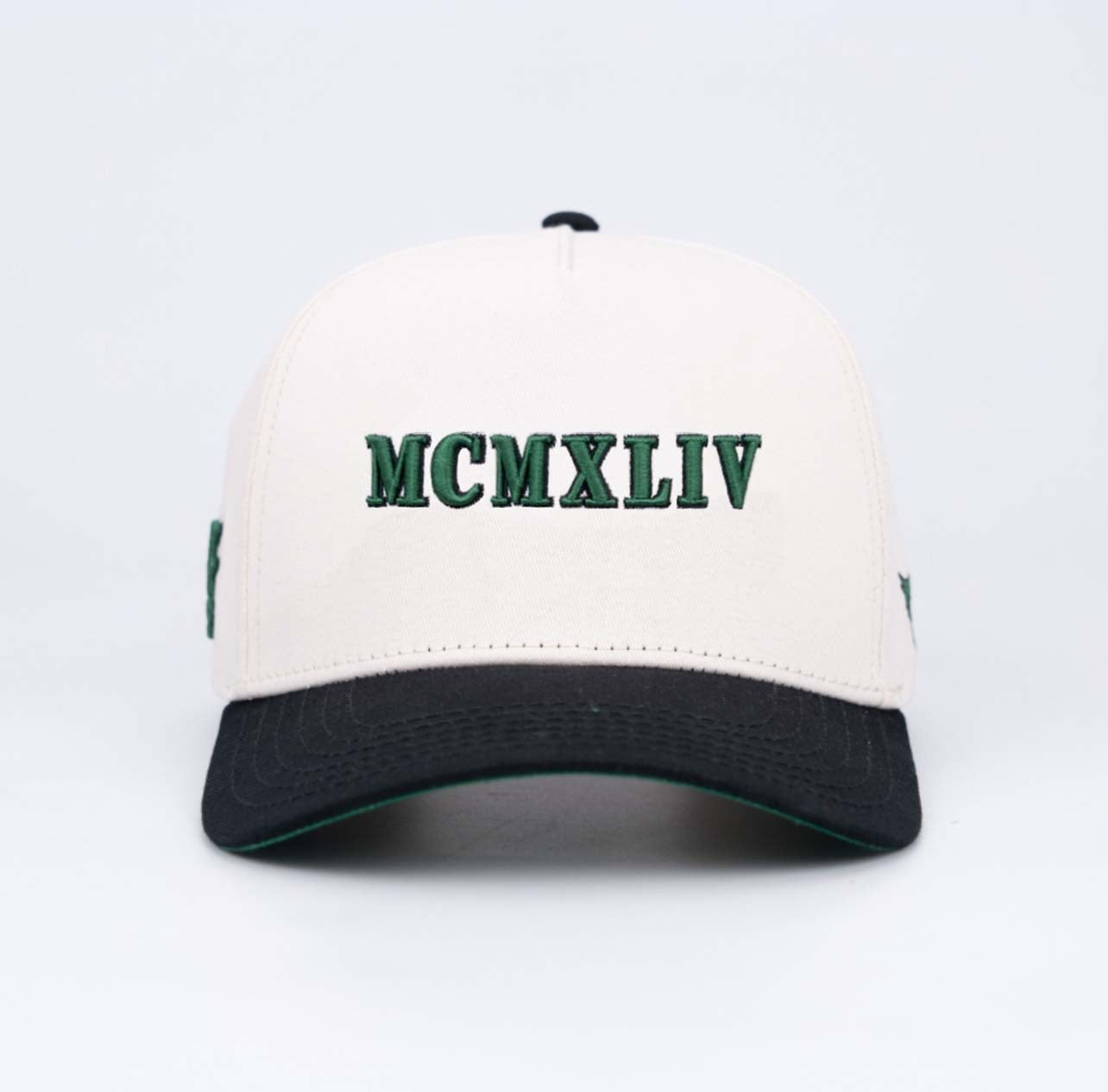 AB 5 Panel Cotton Structured SnapBack (Off-White/Black/Green)