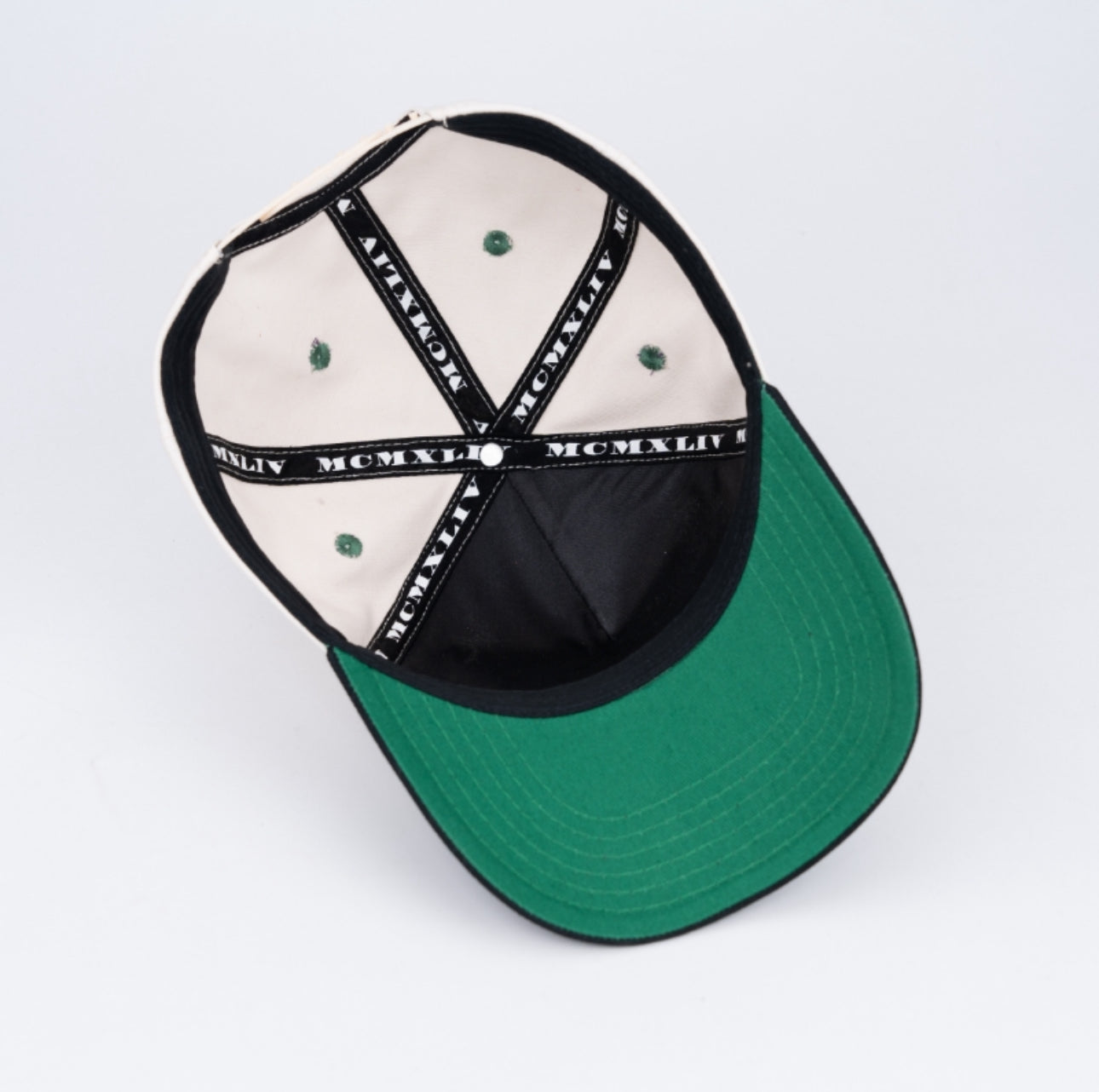 AB 5 Panel Cotton Structured SnapBack (Off-White/Black/Green)