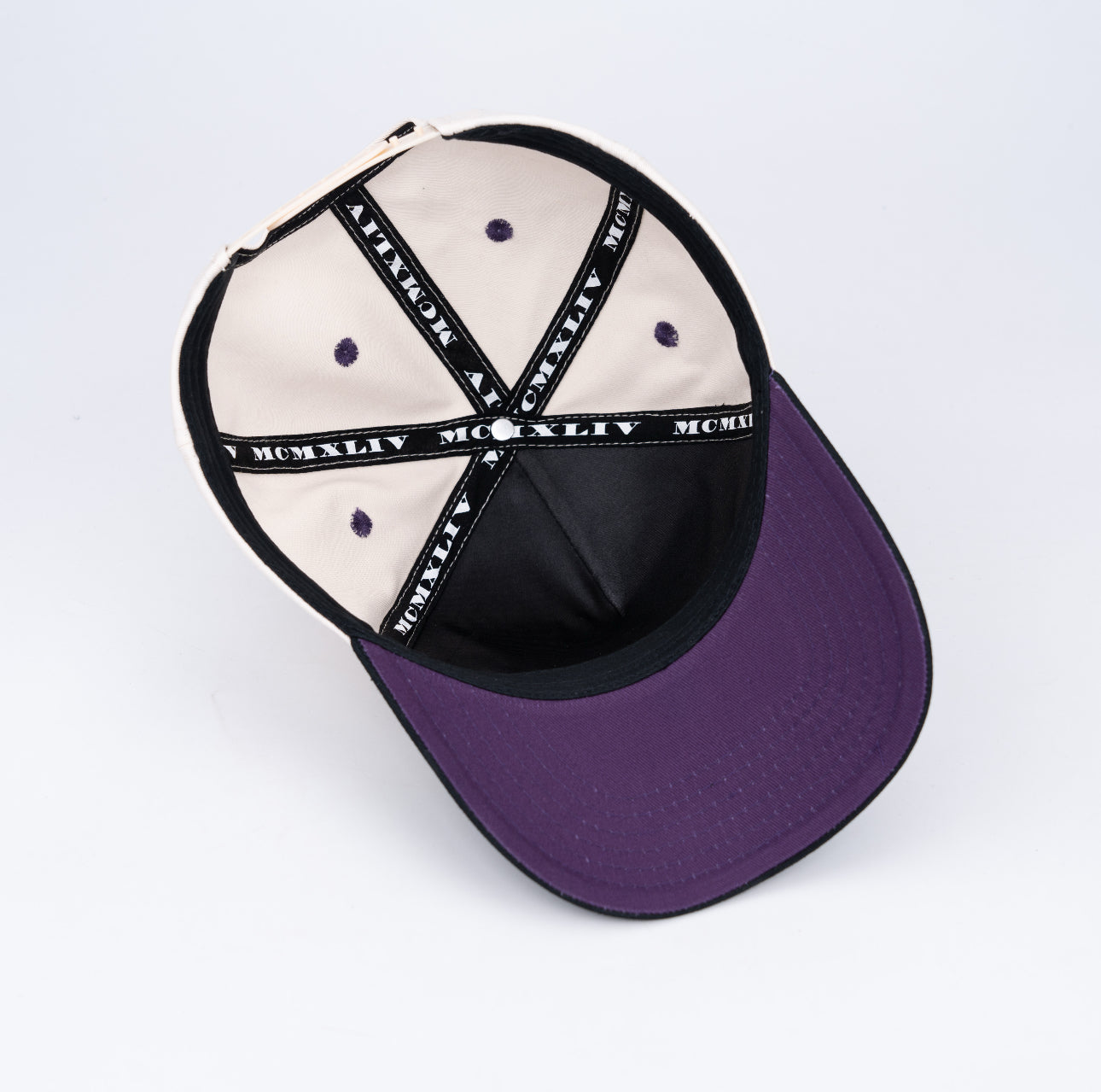 AB 5 Panel Cotton Structured SnapBack (Off-White/Black/Purple)