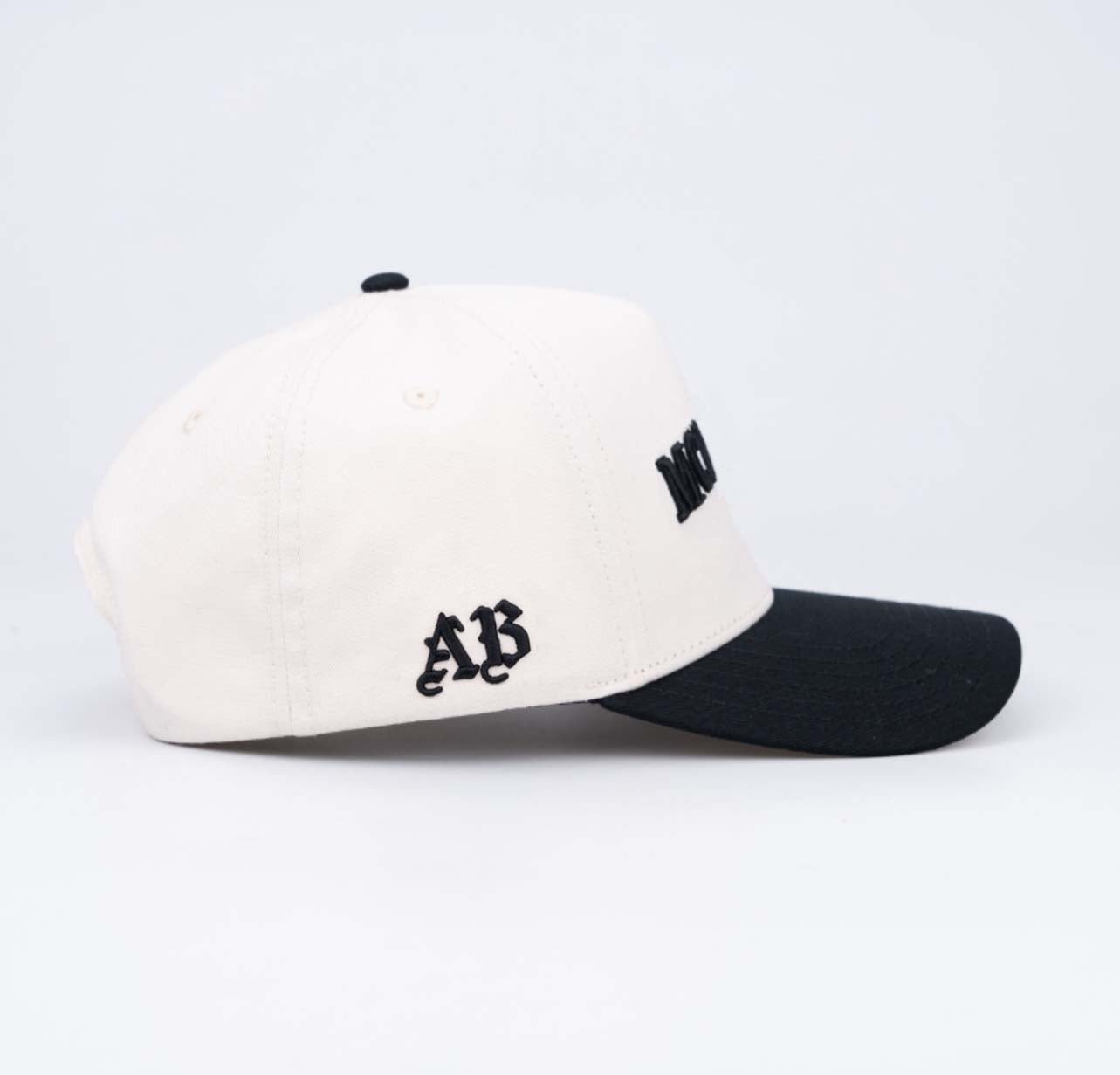 AB 5 Panel Cotton Structured SnapBack (Off-White/Black)