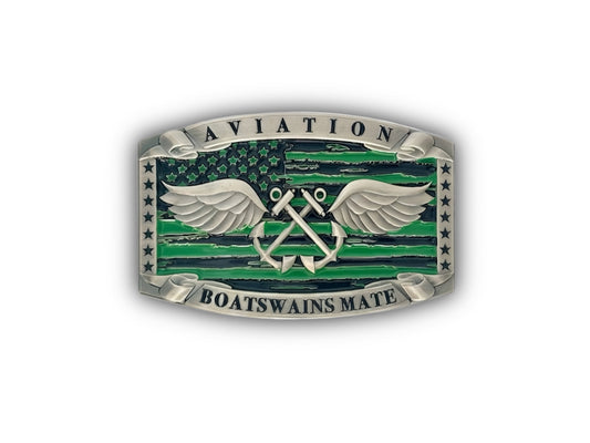 Aviation Boatswain's Mate Belt Buckle Green Shirt - Silver Finish | 1944 Collectibles