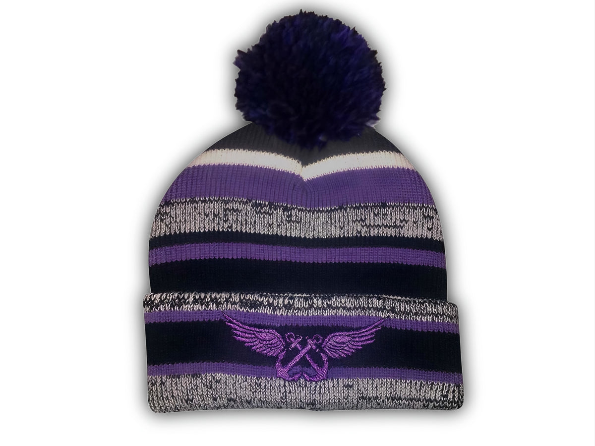 Aviation Boatswains Mate Beanie in purple with pom