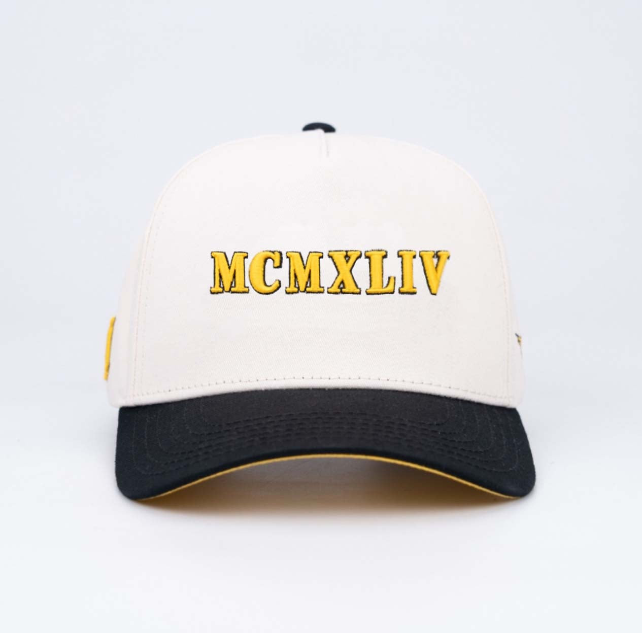 AB 5 Panel Cotton Structured SnapBack (Off-White/Black/Yellow)