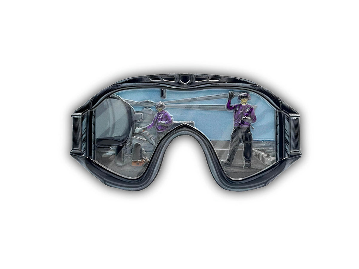 Aviation Boatswain’s Mate Goggle Challenge Coin Purple Shirt - 1944 Collectibles