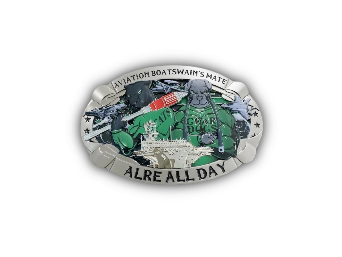 Aviation Boatswain's Mate (Equipment) Gear Dawgs/Cats Belt Buckle - Silver Finish | 1944 Collectibles