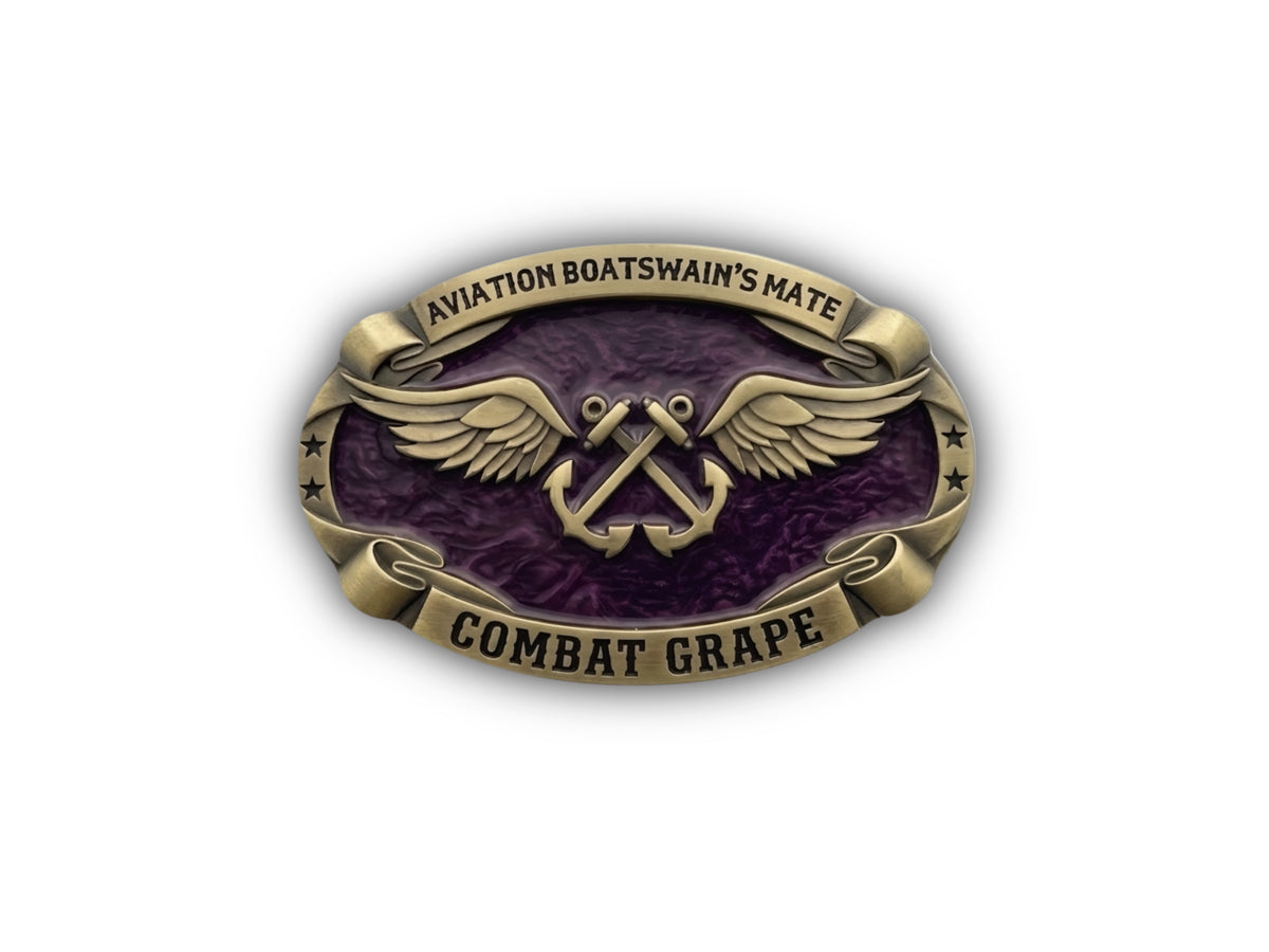 Aviation Boatswains Mate Combat Grape Buckle in gold plating with bold purple enamel