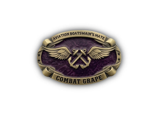 Aviation Boatswains Mate Combat Grape Buckle in gold plating with bold purple enamel