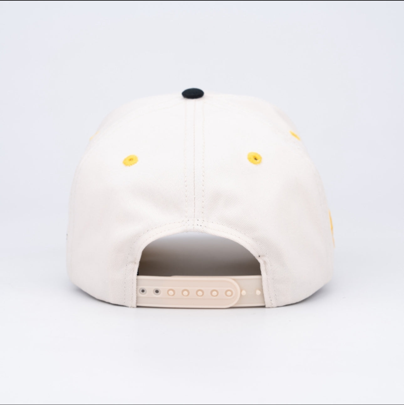 AB 5 Panel Cotton Structured SnapBack (Off-White/Black/Yellow)