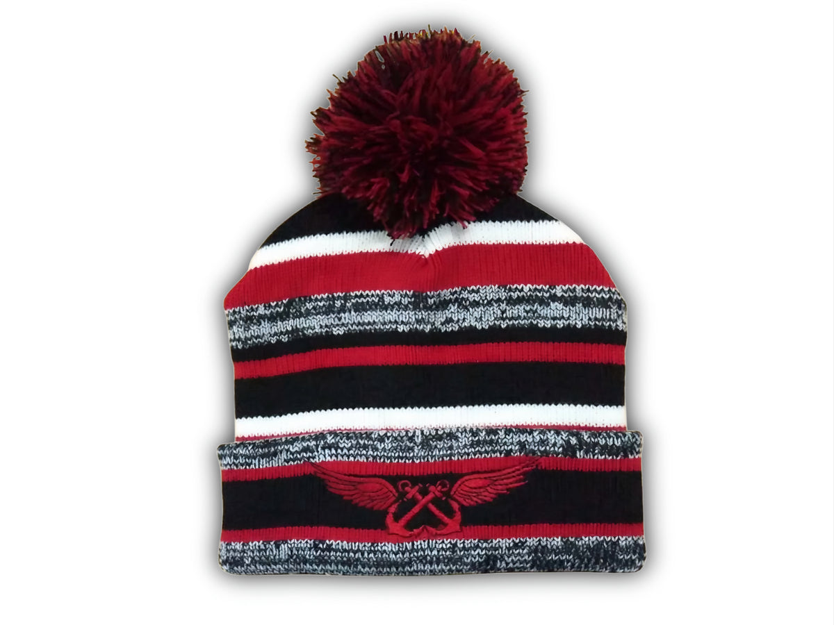 Aviation Boatswains Mate Beanie in red with pom