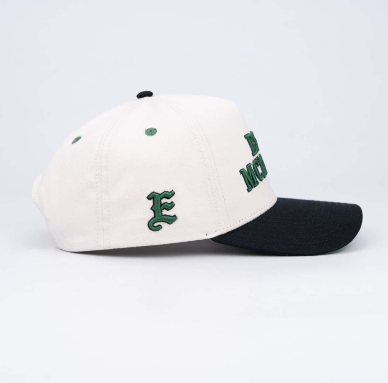 AB 5 Panel Cotton Structured SnapBack (Off-White/Black/Green)