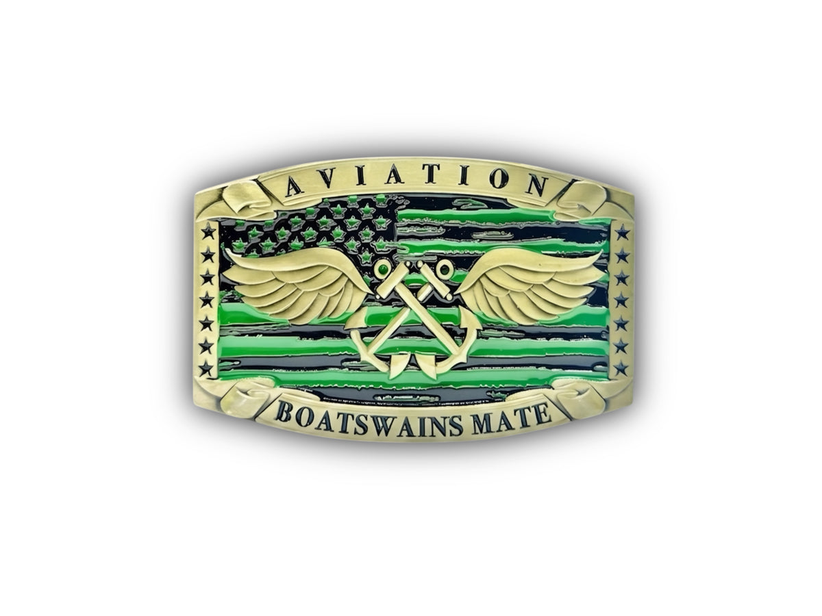 Aviation Boatswain's Mate Belt Buckle Green Shirt - Gold Finish | 1944 Collectibles