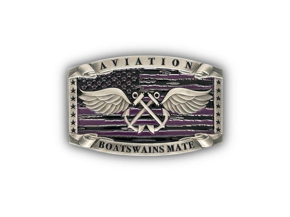 Aviation Boatswains Mate Buckle Purple Shirt front view showing raised 3D detail