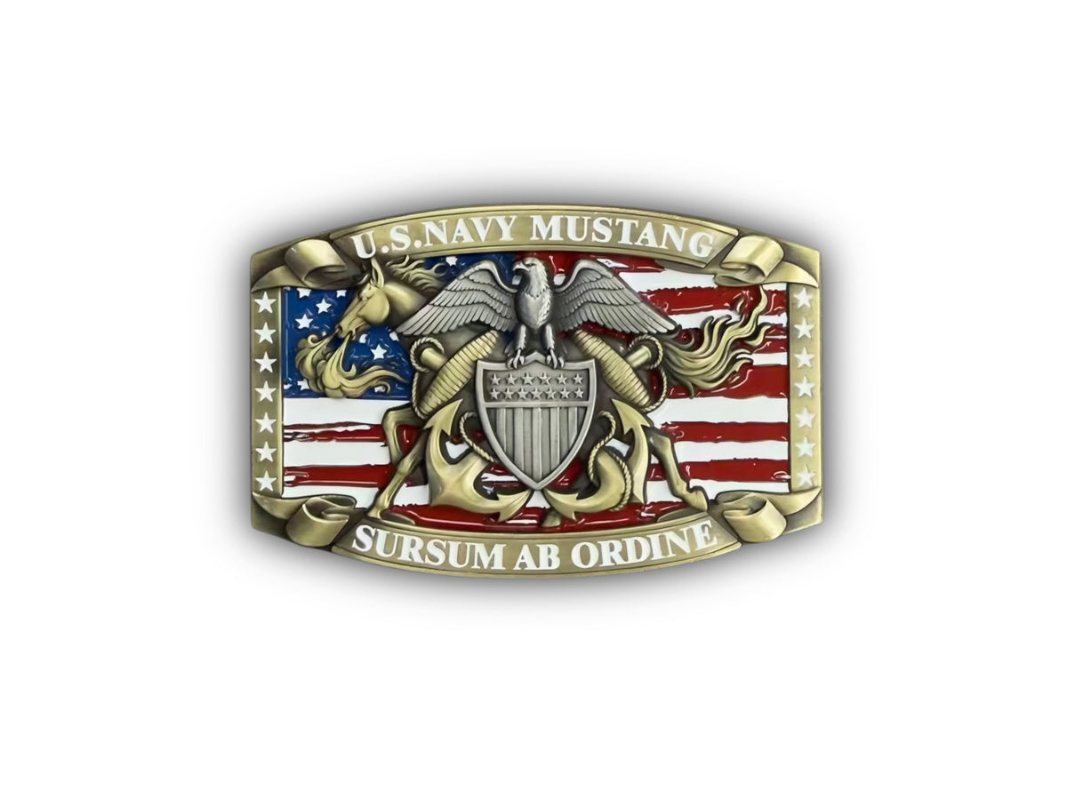 Navy LDO CWO Belt Buckle with LDO/CWO insignia in antique finish